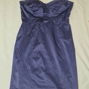 Vintage Forever 21 L Strapless 42%cotton Deep Navy Dress Silky Soft
